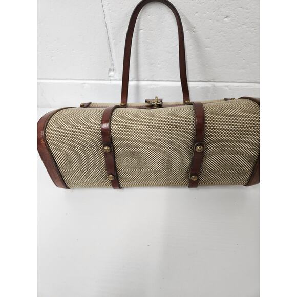 Rare Vintage Designer John Romain Leather Tweed Handbag 60s, 70s, In Brown/Beige - Picture 8 of 16